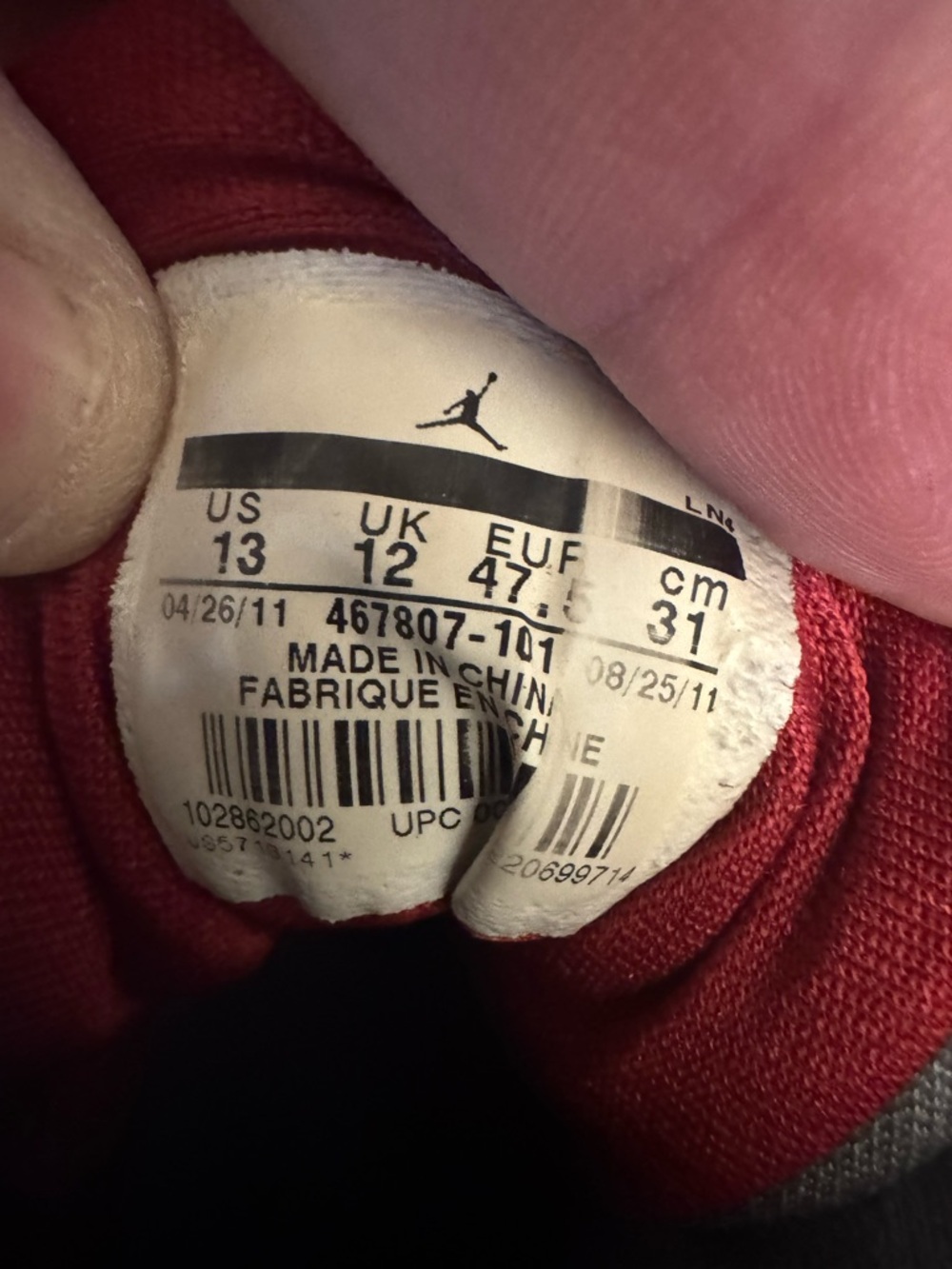 Nike Mens Air Jordan 8.0 White Red Sz 13 467807-101 Bulls Retro 2008 Playoff - Picture 8 of 8